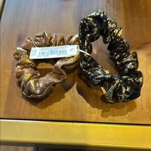 Metallic Scrunchie Set - Gold and Black aerie new set